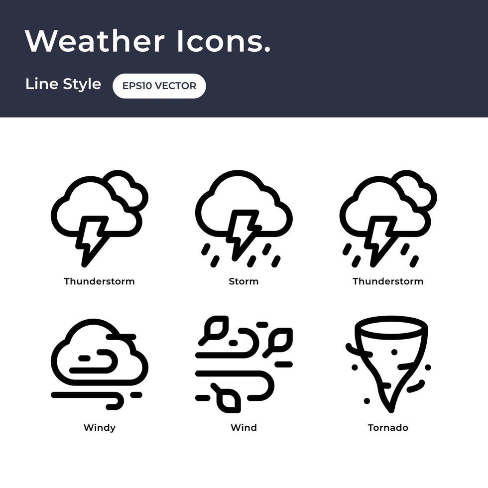 Weather Icons with line style vector