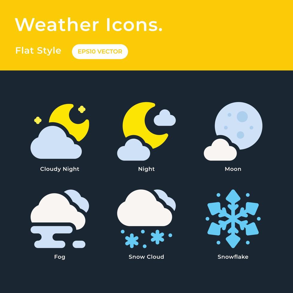 Weather Icons Set with Flat Style vector