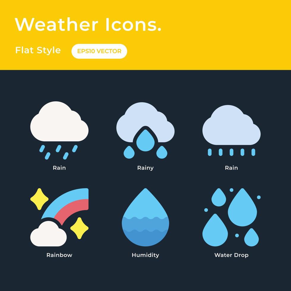 Weather Icons Set with Flat Style vector