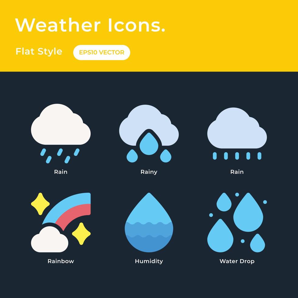 iconos meteorológicos establecidos con estilo plano vector