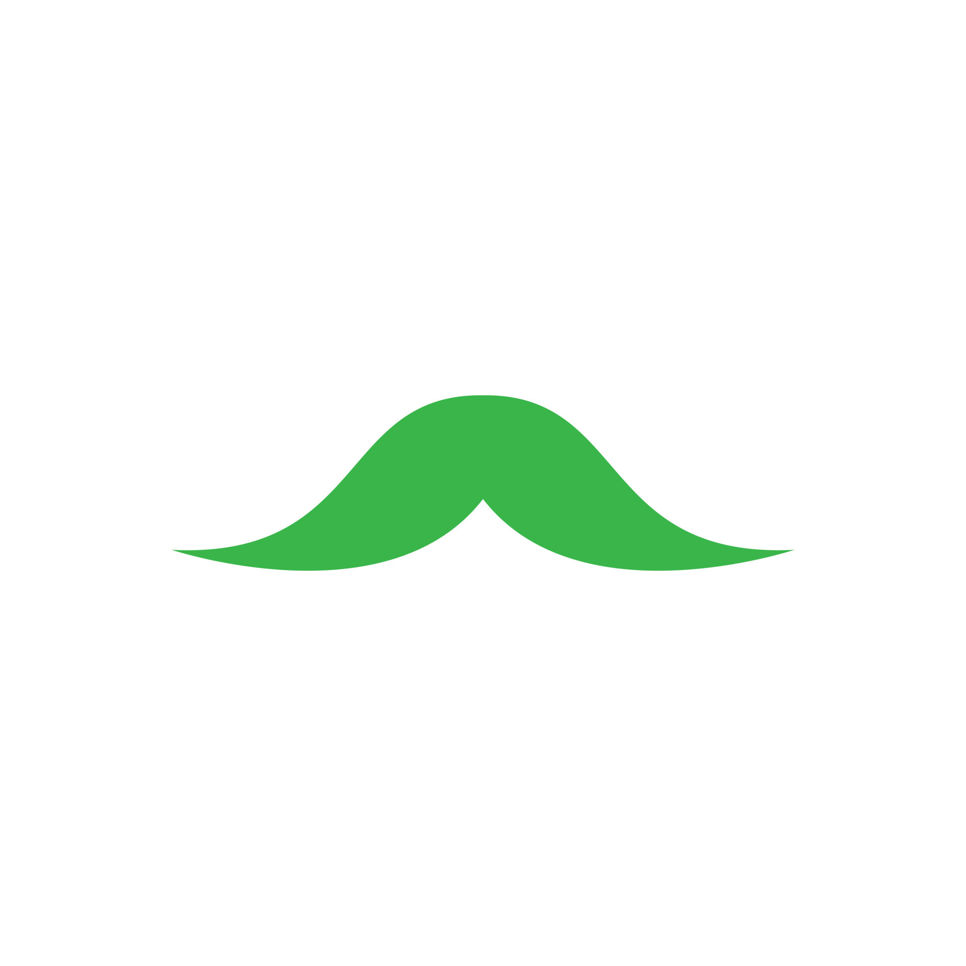 Flat Moustache Icon For Presentations Isolated On White Vector