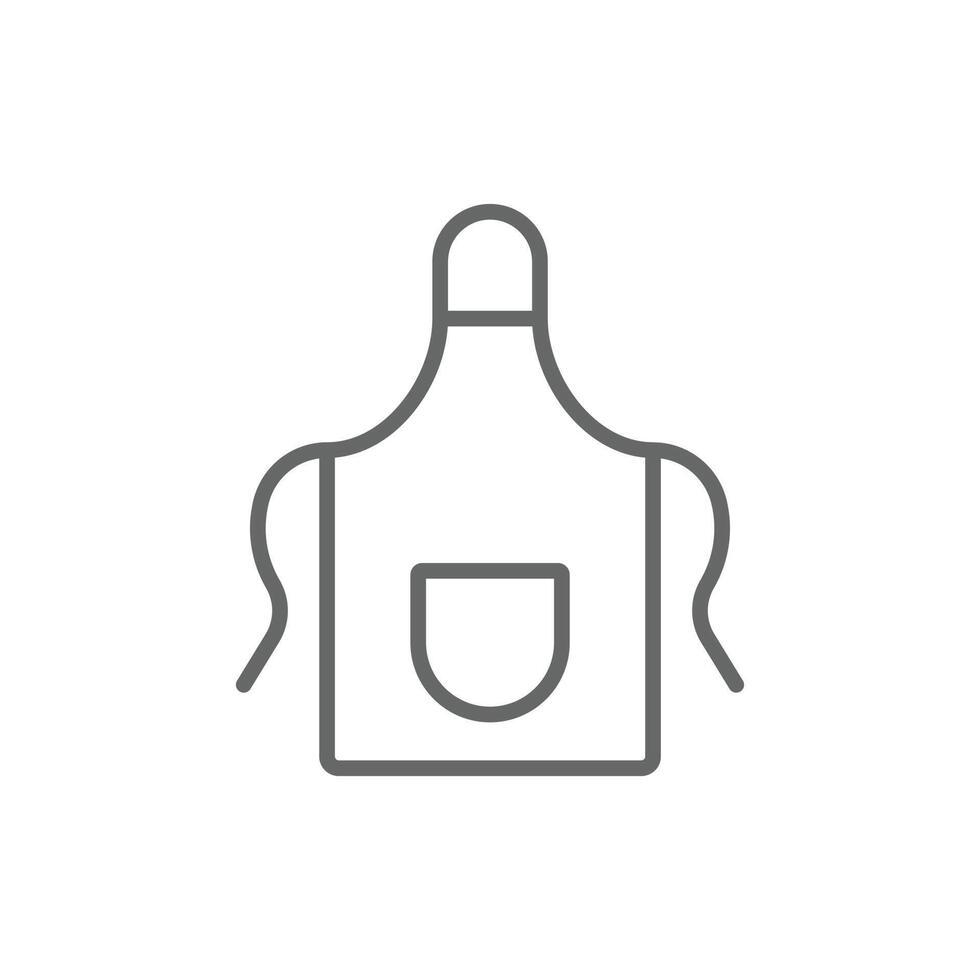 eps10 grey vector apron or cooking uniform line icon or logo isolated on white background. Kitchen apron garment symbol in a simple flat trendy modern style for your website design, and mobile app