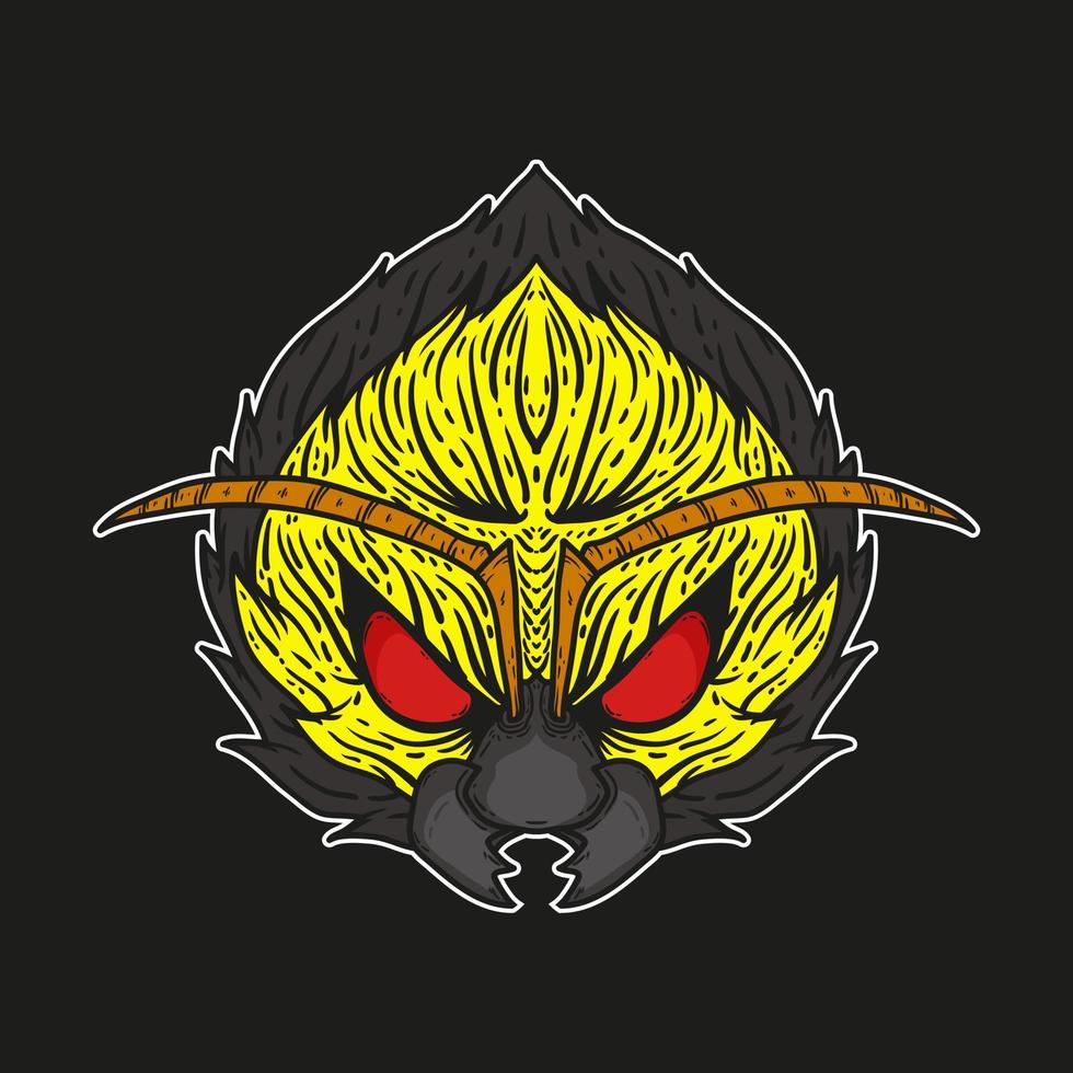Cool Angry Monster Bee Vector Illustration