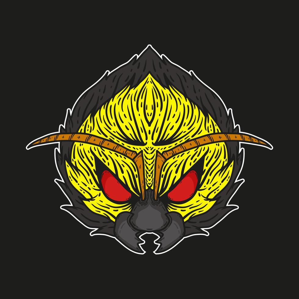 Cool Angry Monster Bee Vector Illustration