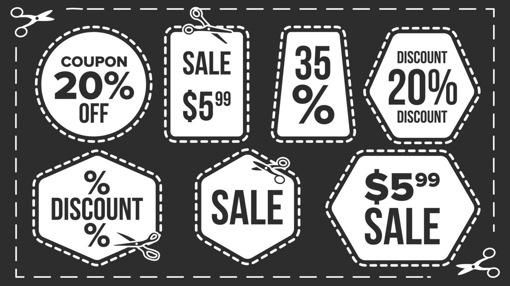 Sale Banners Set Vector. Craft Blade. Cutout Template. Discount Badge. Advertising Element. Flat Isolated Illustration vector