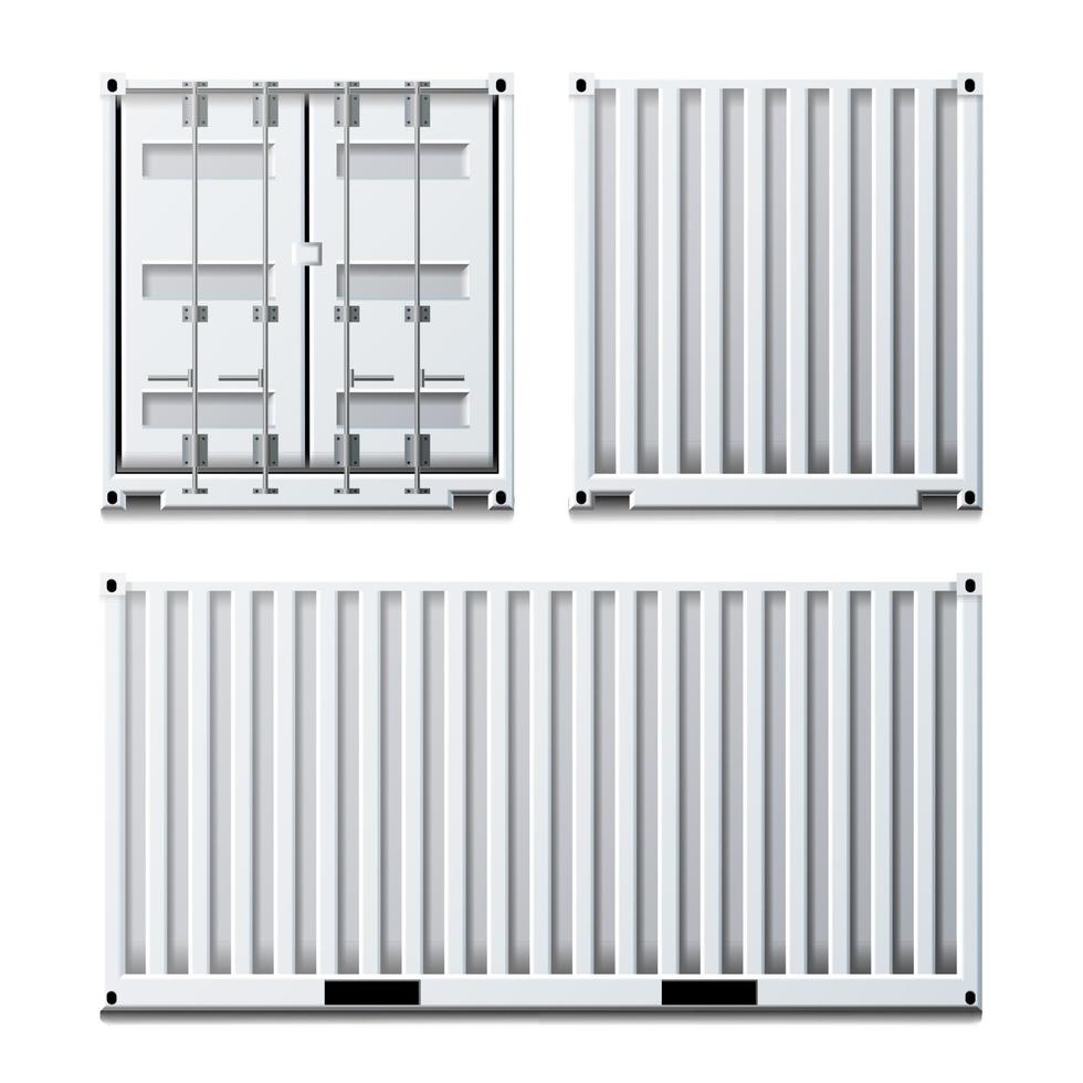 White Cargo Container Vector. Classic Cargo Container. Freight Shipping Concept. Logistics. Isolated On White Background Illustration vector