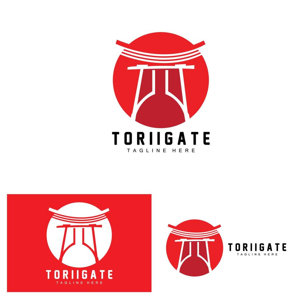Torii Gate Logo, Japanese History Gate Icon Vector, Chinese Illustration, Wooden Design Company Brand Template vector