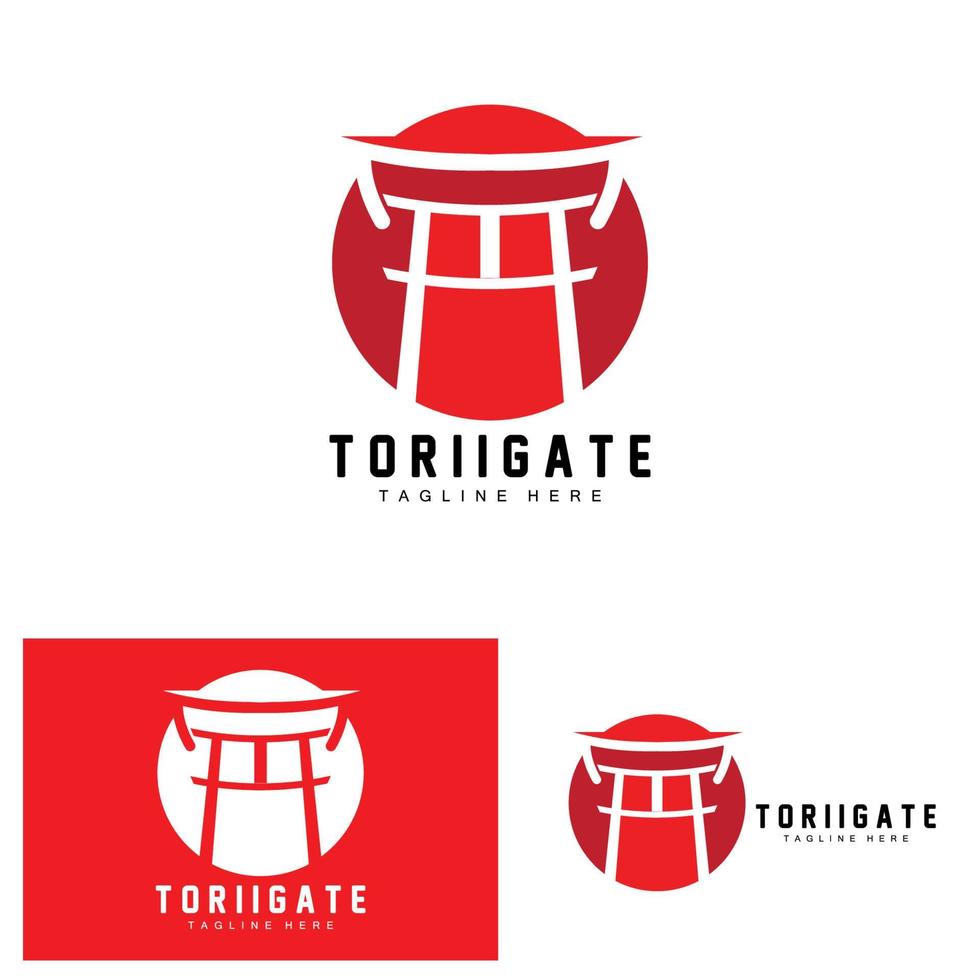 Torii Gate Logo, Japanese History Gate Icon Vector, Chinese Illustration, Wooden Design Company Brand Template vector