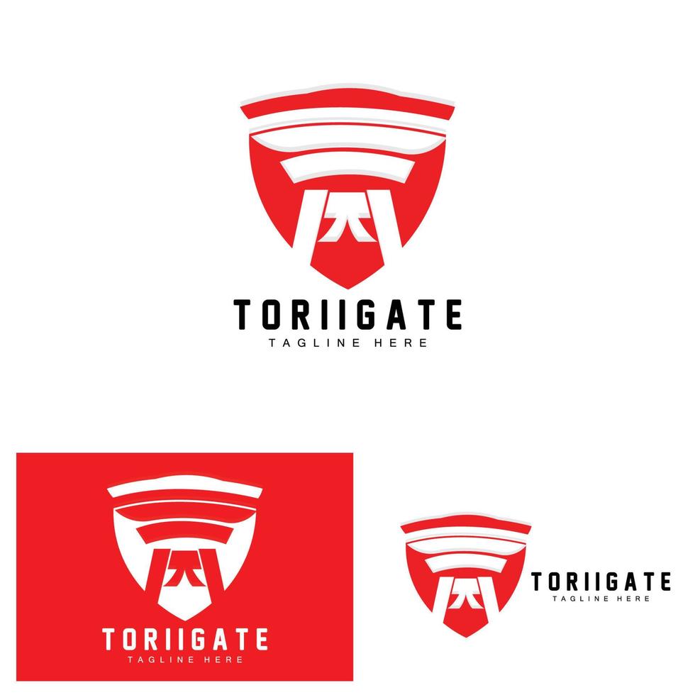 Torii Gate Logo, Japanese History Gate Icon Vector, Chinese Illustration, Wooden Design Company Brand Template vector