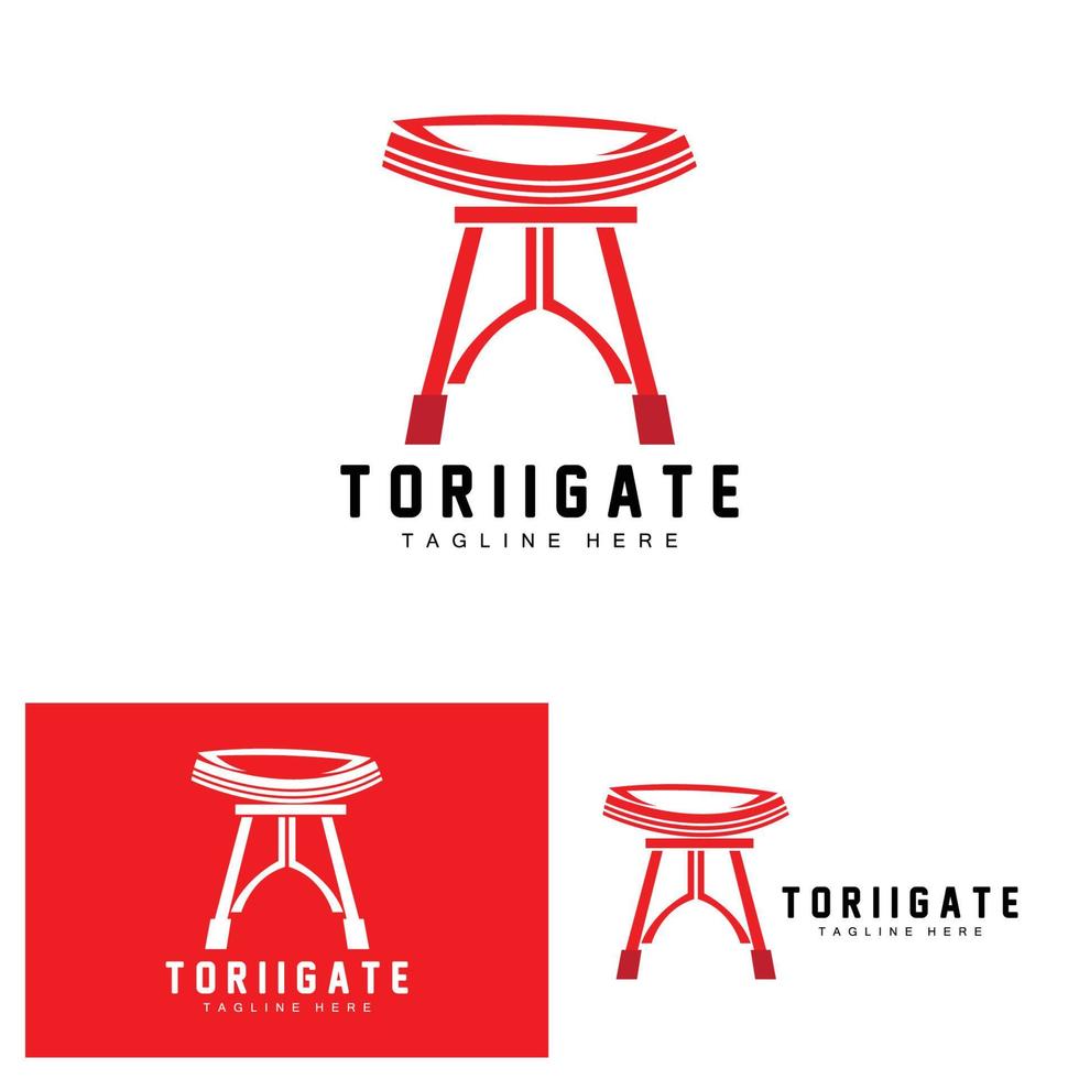 Torii Gate Logo, Japanese History Gate Icon Vector, Chinese Illustration, Wooden Design Company Brand Template vector
