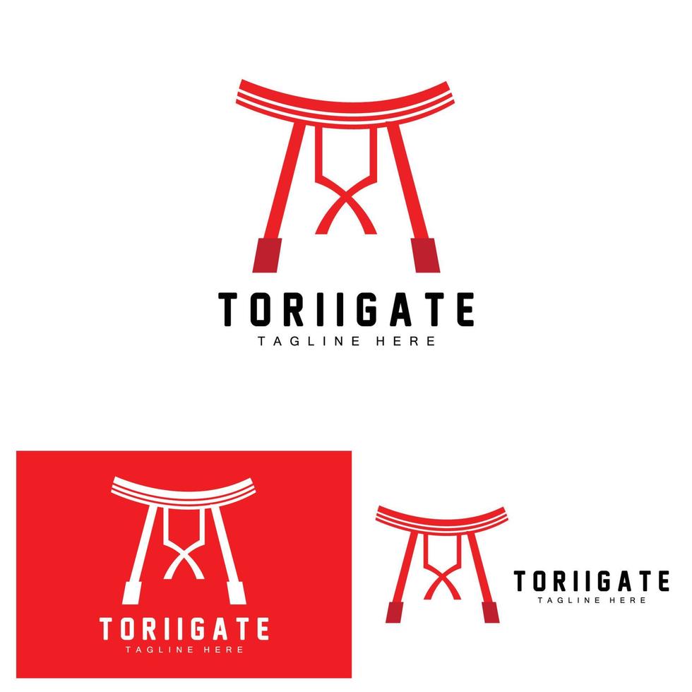 Torii Gate Logo, Japanese History Gate Icon Vector, Chinese Illustration, Wooden Design Company Brand Template vector