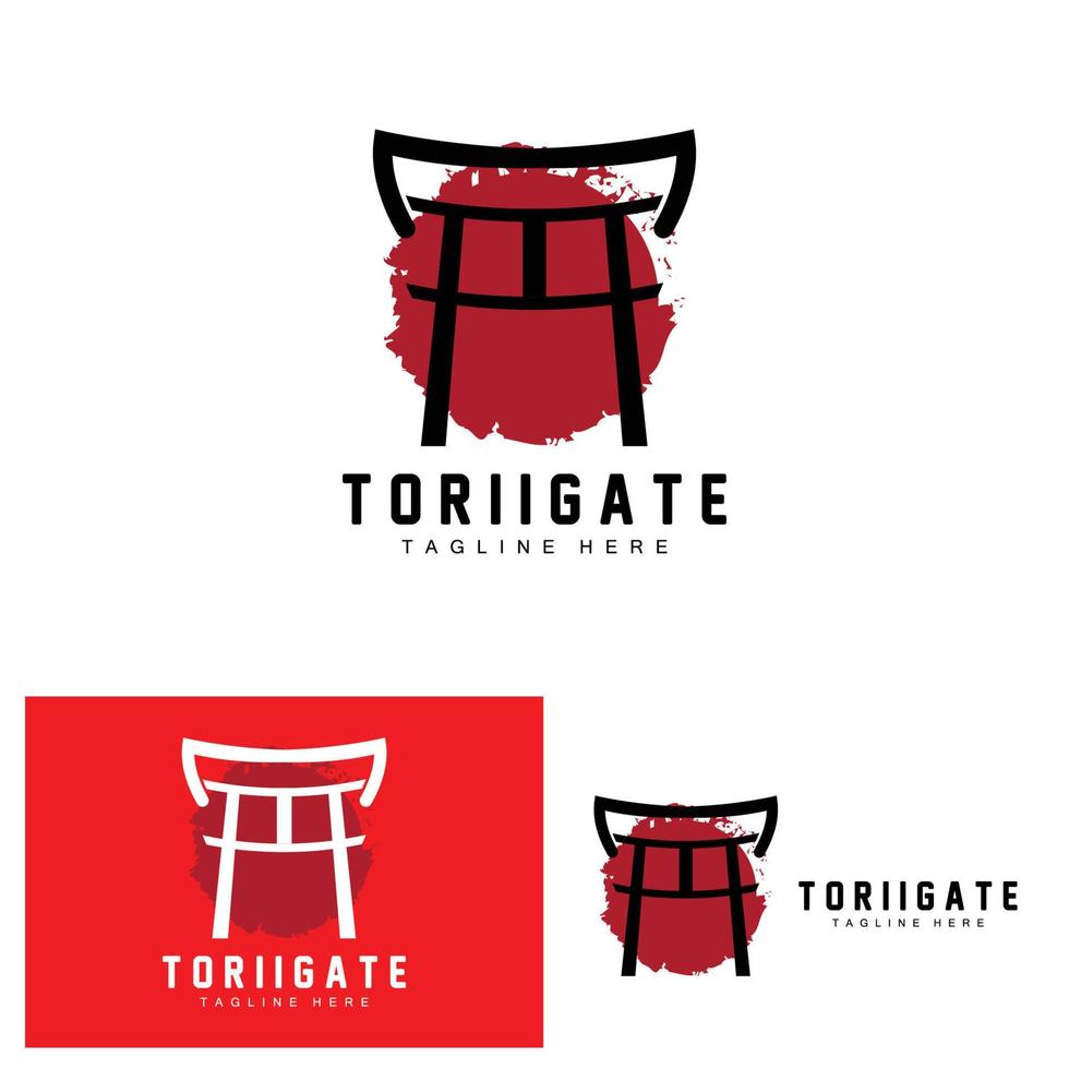 Torii Gate Logo, Japanese History Gate Icon Vector, Chinese Illustration, Wooden Design Company Brand Template vector