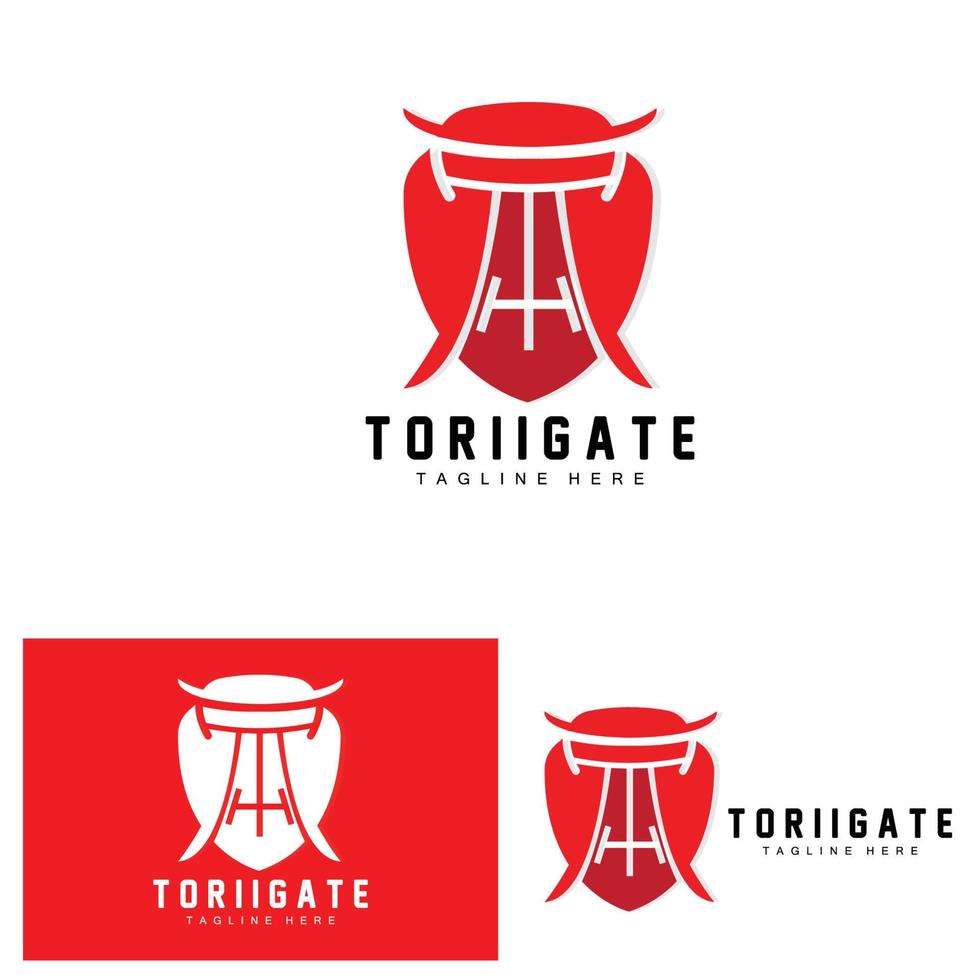 Torii Gate Logo, Japanese History Gate Icon Vector, Chinese Illustration, Wooden Design Company Brand Template vector