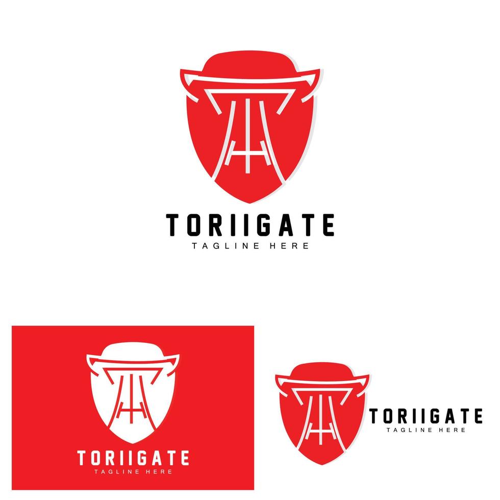 Torii Gate Logo, Japanese History Gate Icon Vector, Chinese Illustration, Wooden Design Company Brand Template vector