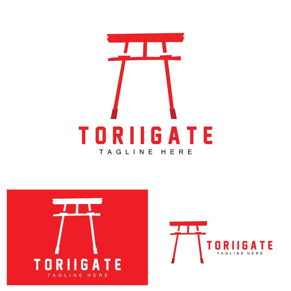Torii Gate Logo, Japanese History Gate Icon Vector, Chinese Illustration, Wooden Design Company Brand Template vector