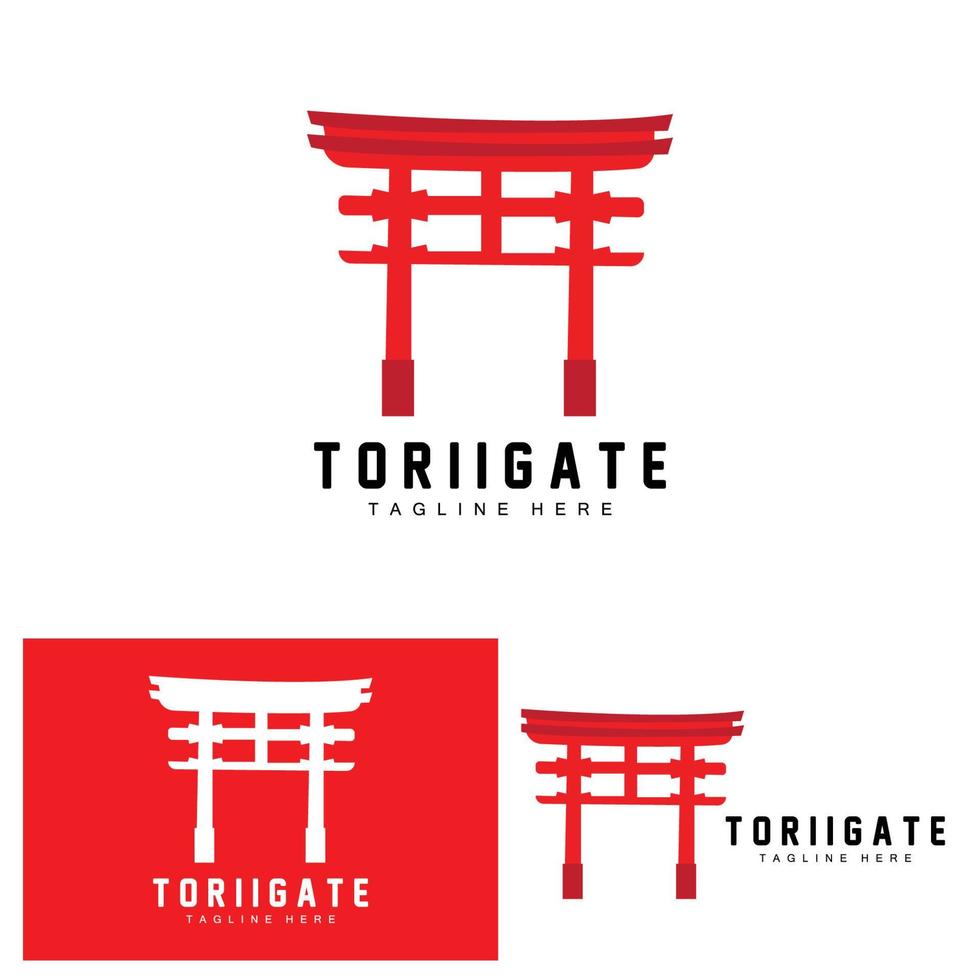 Torii Gate Logo, Japanese History Gate Icon Vector, Chinese Illustration, Wooden Design Company Brand Template vector