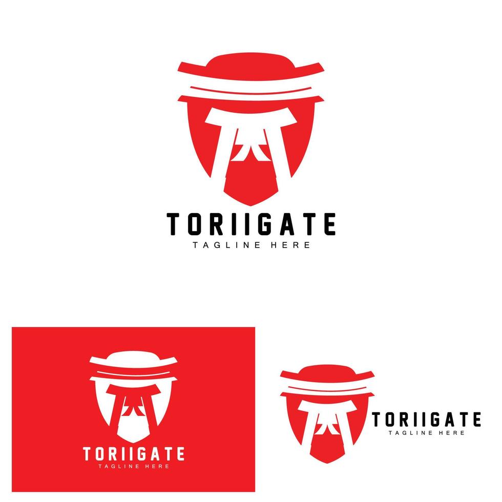 Torii Gate Logo, Japanese History Gate Icon Vector, Chinese Illustration, Wooden Design Company Brand Template vector