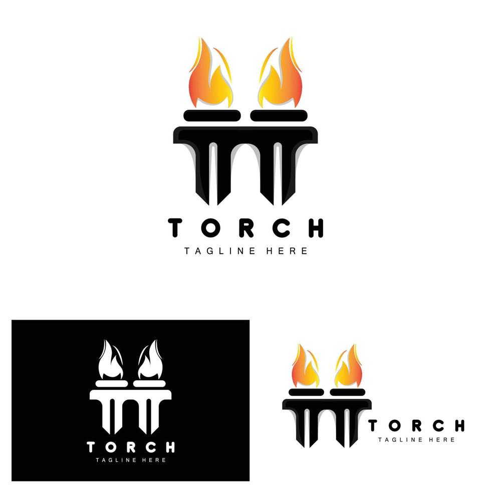 Torch Logo, Fire Design, Letter Logo, Product Brand Icon vector