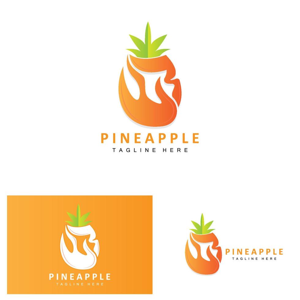 Pineapple Logo Design, Fresh Fruit Vector, Plantation Illustration, Fruit Product Brand Label vector