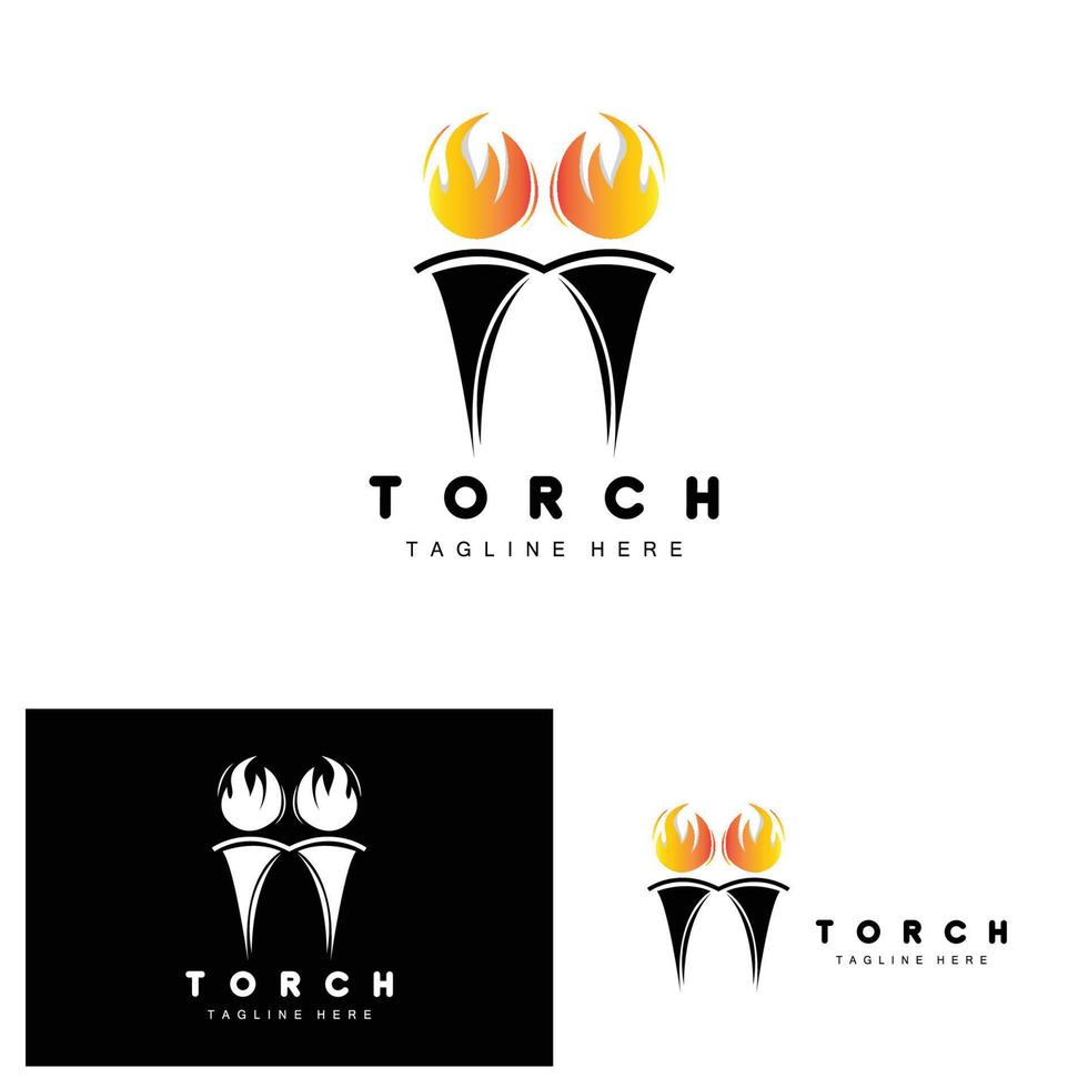 logotipo de antorcha, diseño de fuego, logotipo de carta, icono de marca de producto vector