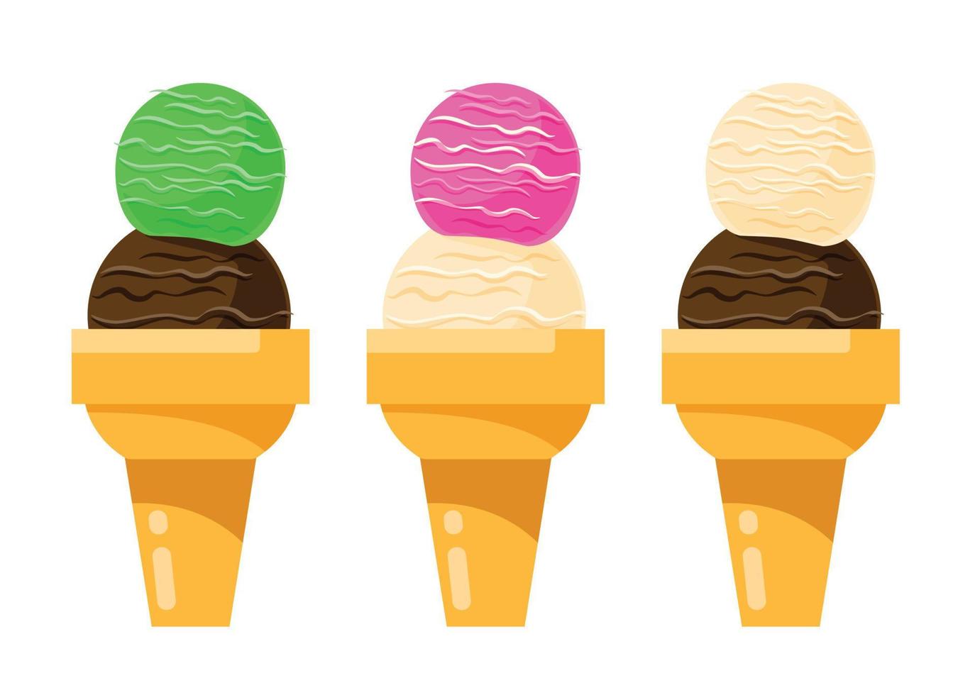 conjunto de ilustración de vector de elemento aislado de cono de helado