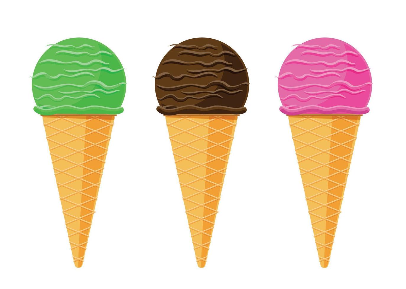 set of ice cream cone isolated element vector illustration