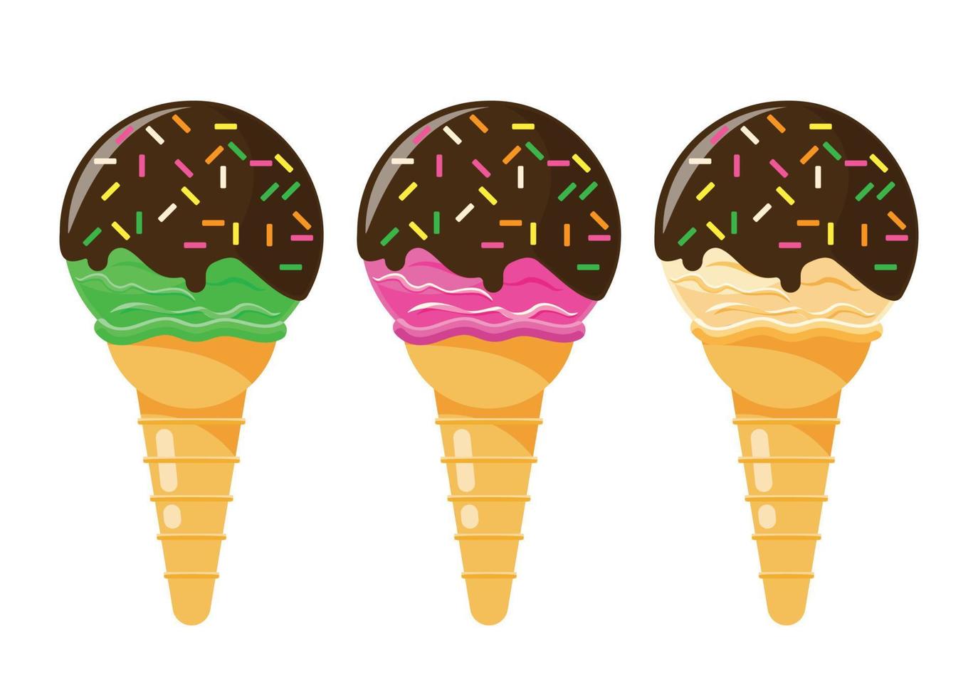 conjunto de ilustración de vector de elemento aislado de cono de helado