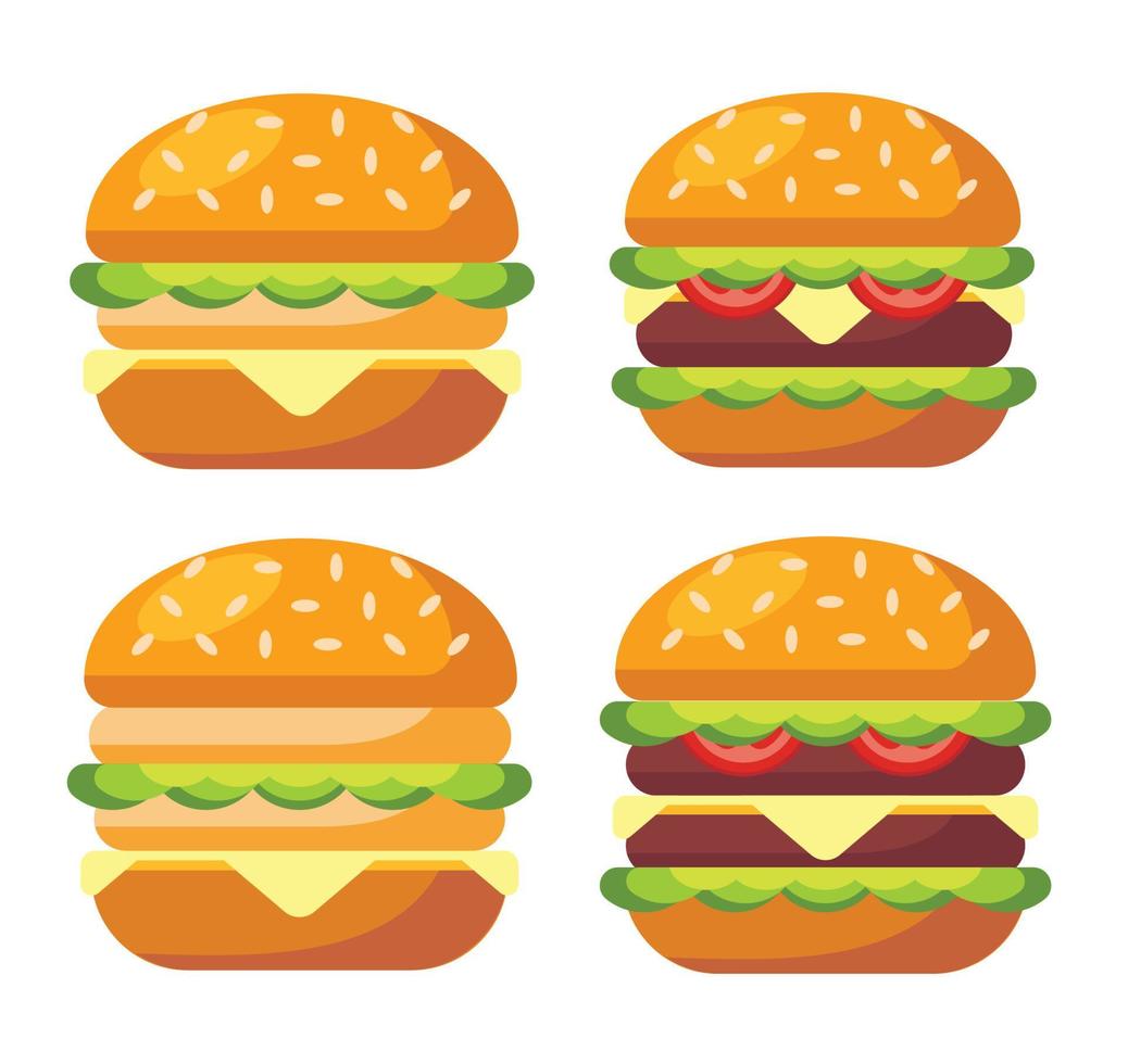 conjunto de ilustración de vector aislado de hamburguesa