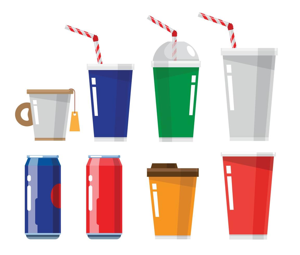 set of drinks fast food vector illustration