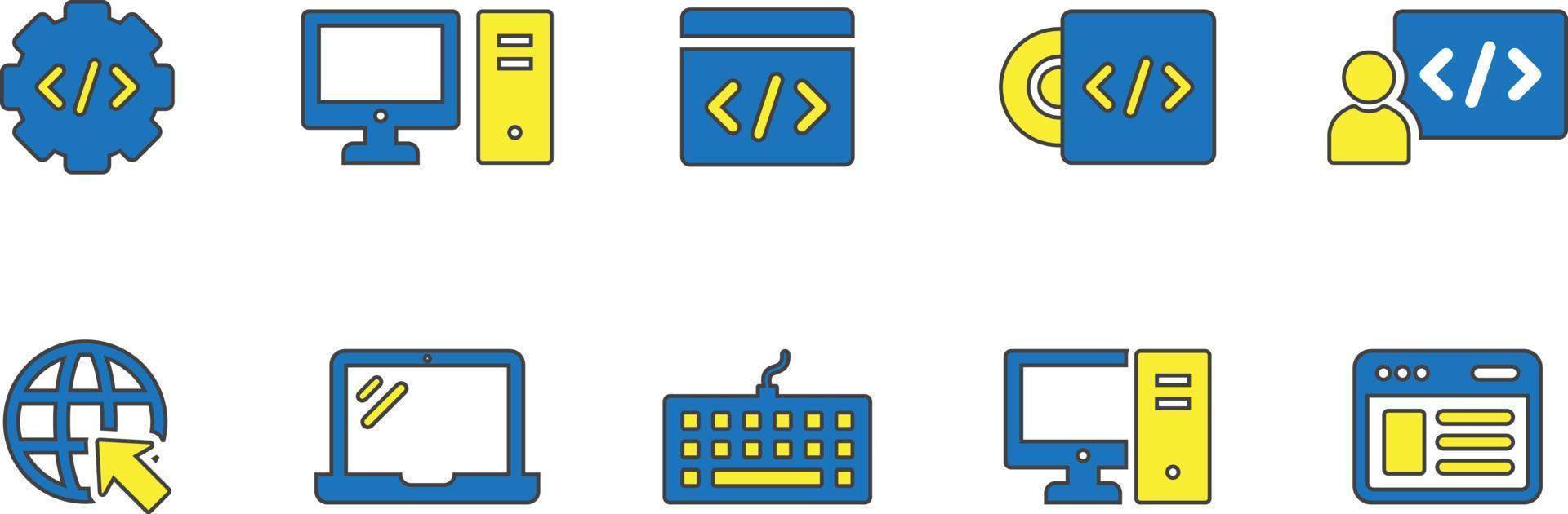 Ilustración de vector de icono de computadora y programación