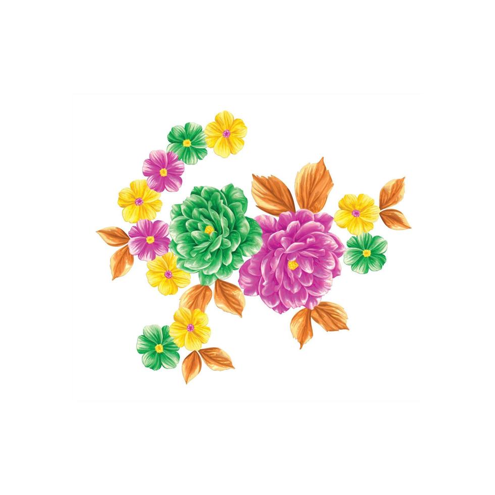 ilustración de flores, diseño floral decorativo, ilustración botánica, diseño de flores vectoriales, fondo de ramo de acuarela de flores, plantilla de fondo de flores multicolor vector