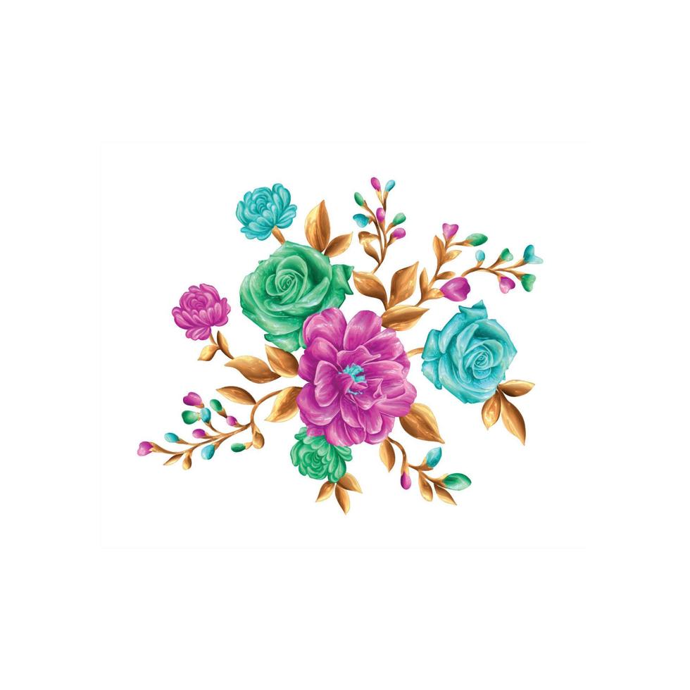 ilustración de flores, diseño floral decorativo, ilustración botánica, diseño de flores vectoriales, fondo de ramo de acuarela de flores, plantilla de fondo de flores multicolor vector