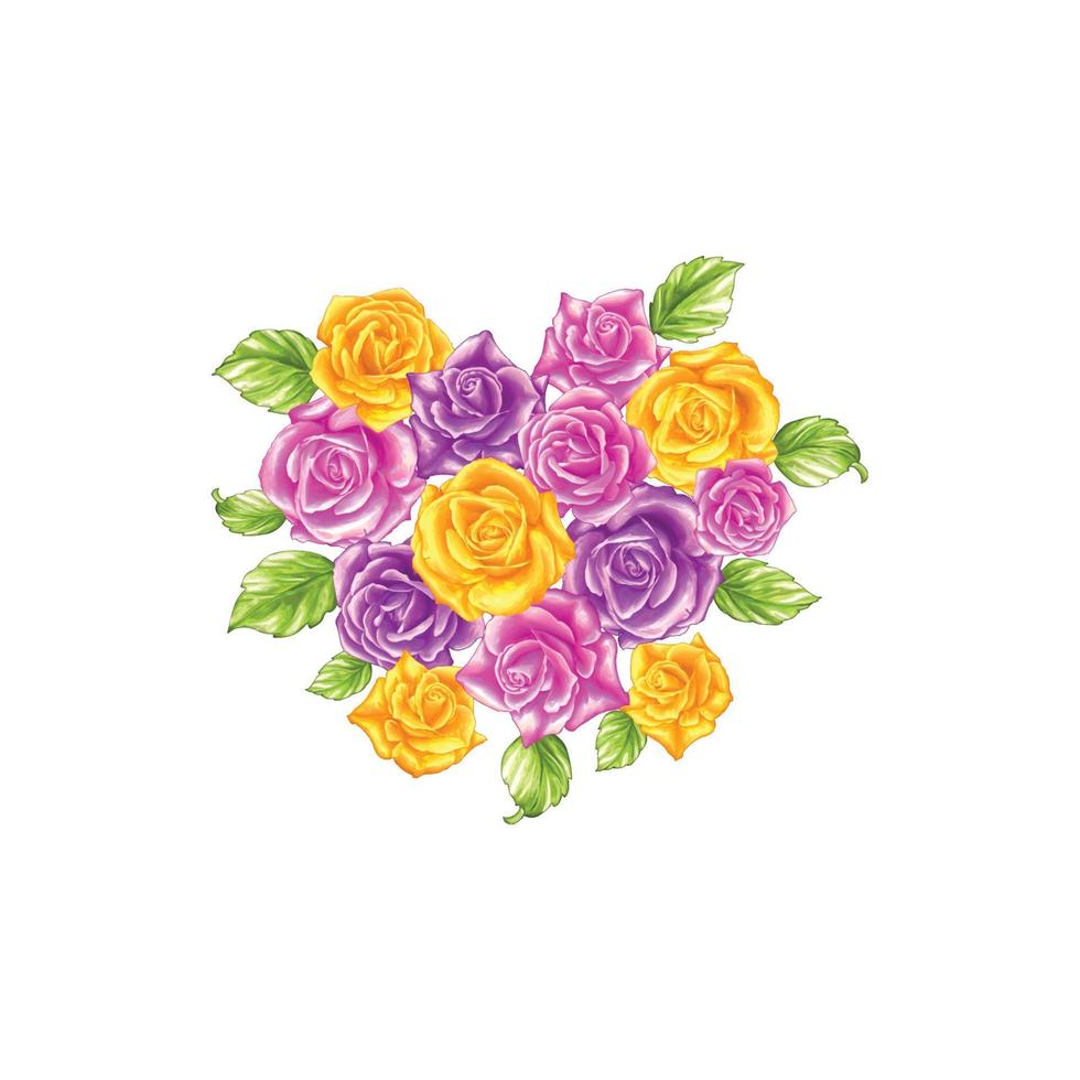 ilustración de flores, diseño floral decorativo, ilustración botánica, diseño de flores vectoriales, fondo de ramo de acuarela de flores, plantilla de fondo de flores multicolor vector