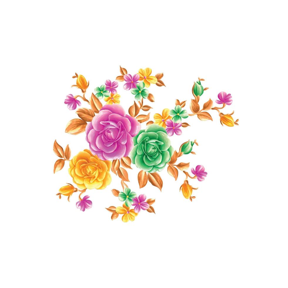 ilustración de flores, diseño floral decorativo, ilustración botánica, diseño de flores vectoriales, fondo de ramo de acuarela de flores, plantilla de fondo de flores multicolor vector