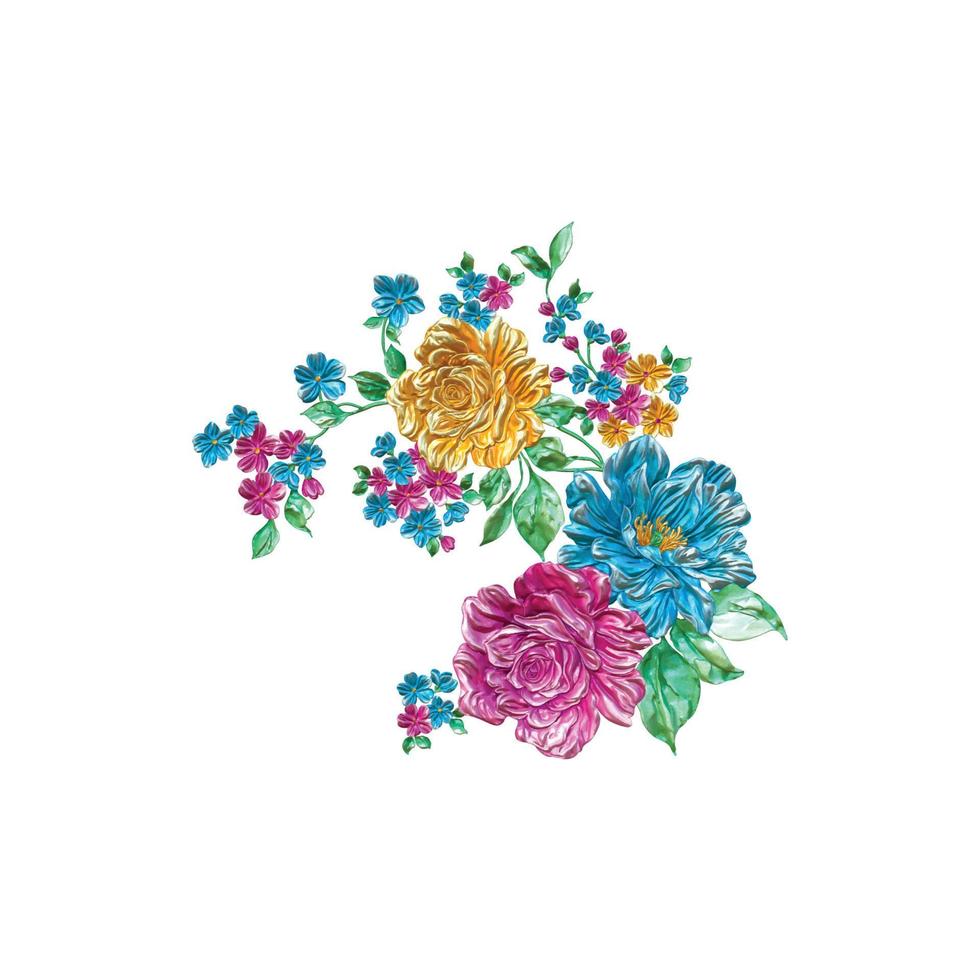 ilustración de flores, diseño floral decorativo, ilustración botánica, diseño de flores vectoriales, fondo de ramo de acuarela de flores, plantilla de fondo de flores multicolor vector