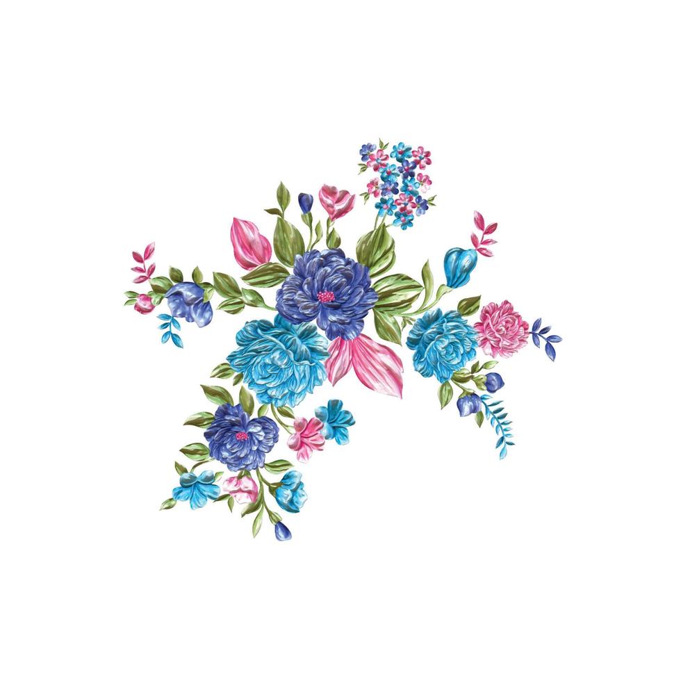 ilustración de flores, diseño floral decorativo, ilustración botánica, diseño de flores vectoriales, fondo de ramo de acuarela de flores, plantilla de fondo de flores multicolor vector