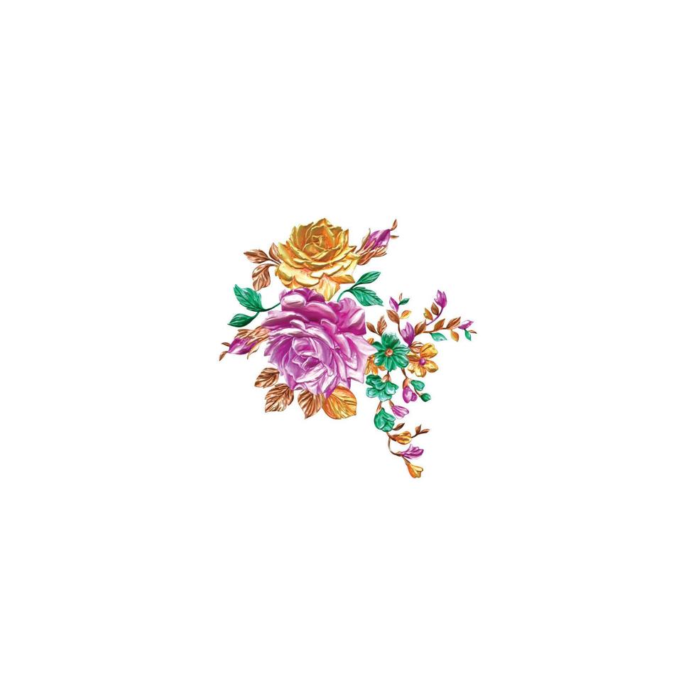 ilustración de flores, diseño floral decorativo, ilustración botánica, diseño de flores vectoriales, fondo de ramo de acuarela de flores, plantilla de fondo de flores multicolor vector