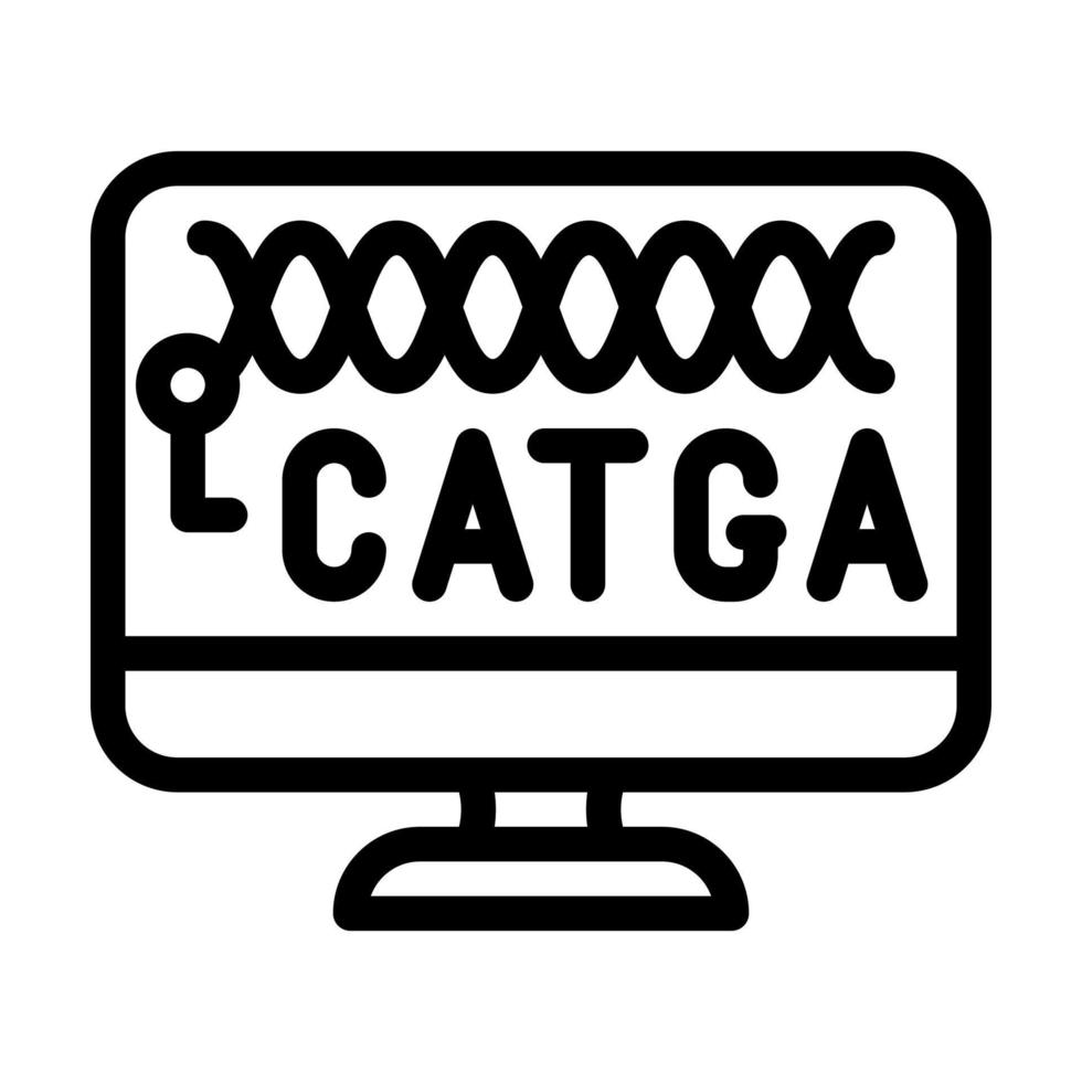 dna on computer screen line icon vector illustration