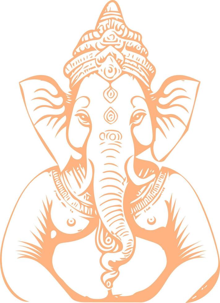 Hindu God Ganesha Line Art vector