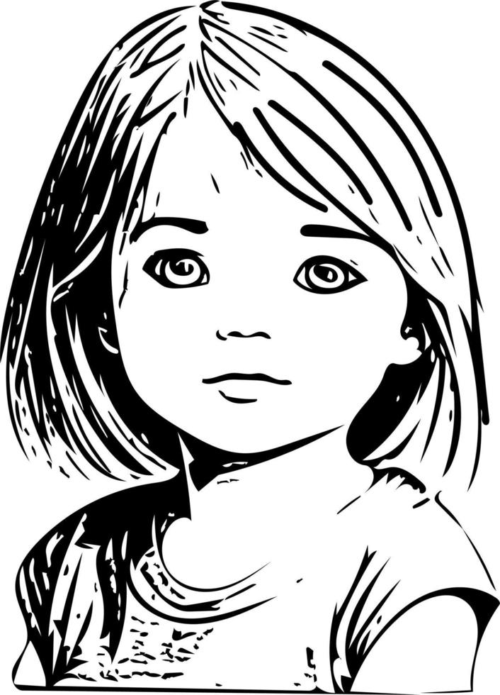 hermosa cara de niña en arte de línea simple vector