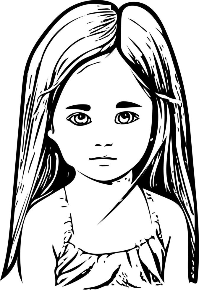 Beautiful girl face in simple line art vector