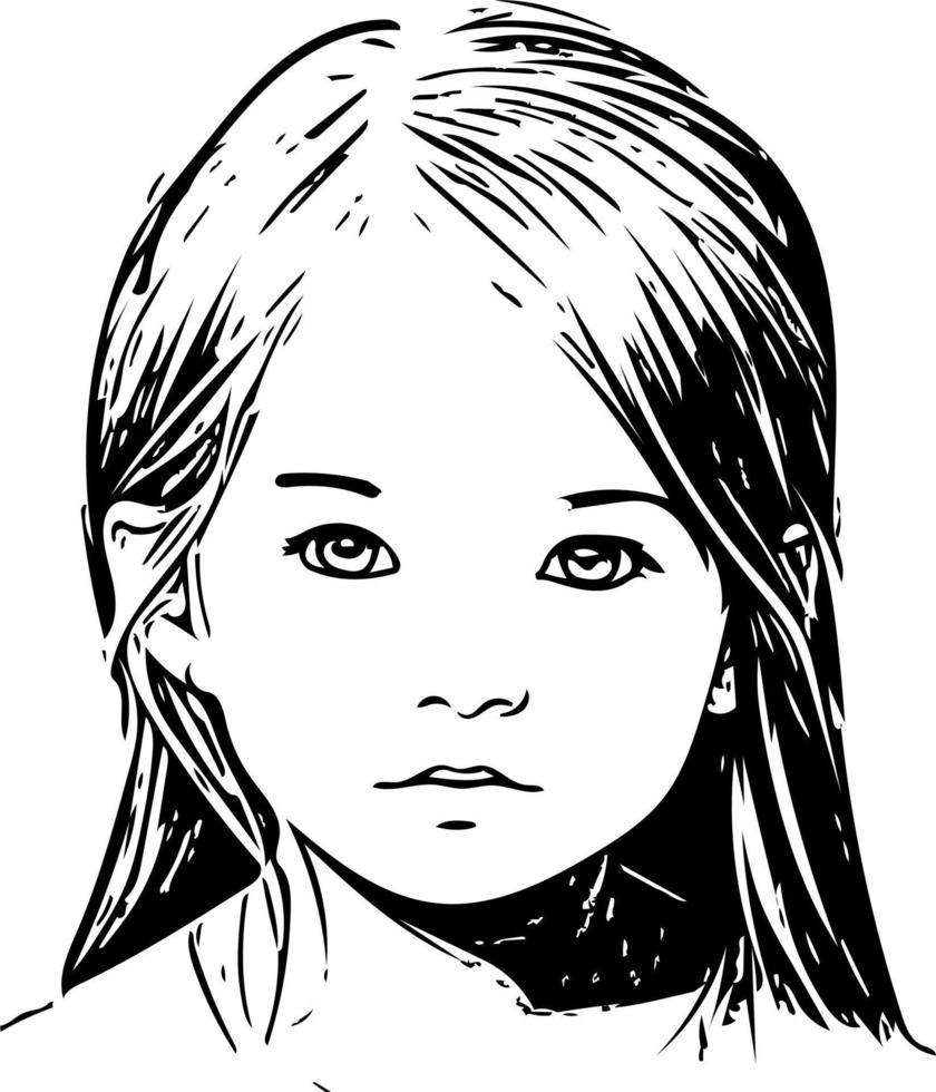 hermosa cara de niña en arte de línea simple vector