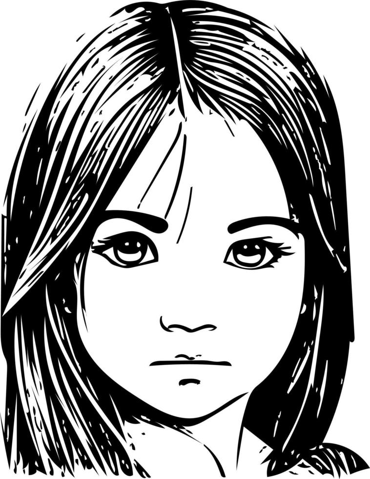 Beautiful girl face in simple line art vector