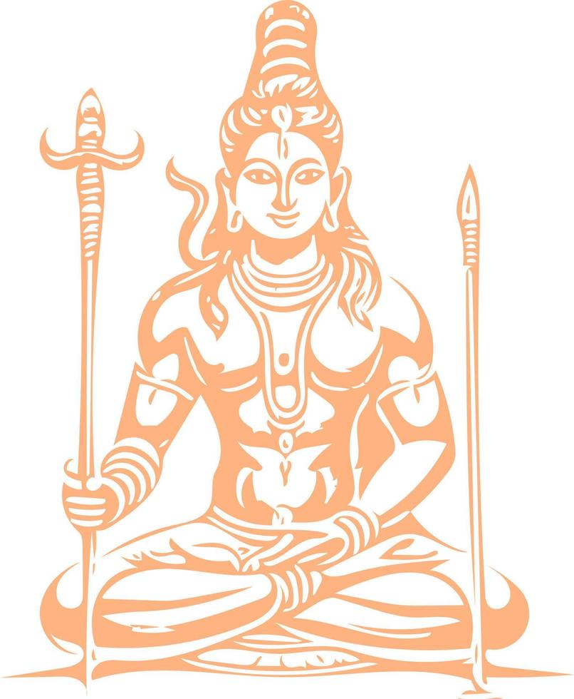 Hindu God Shiva Line Art vector