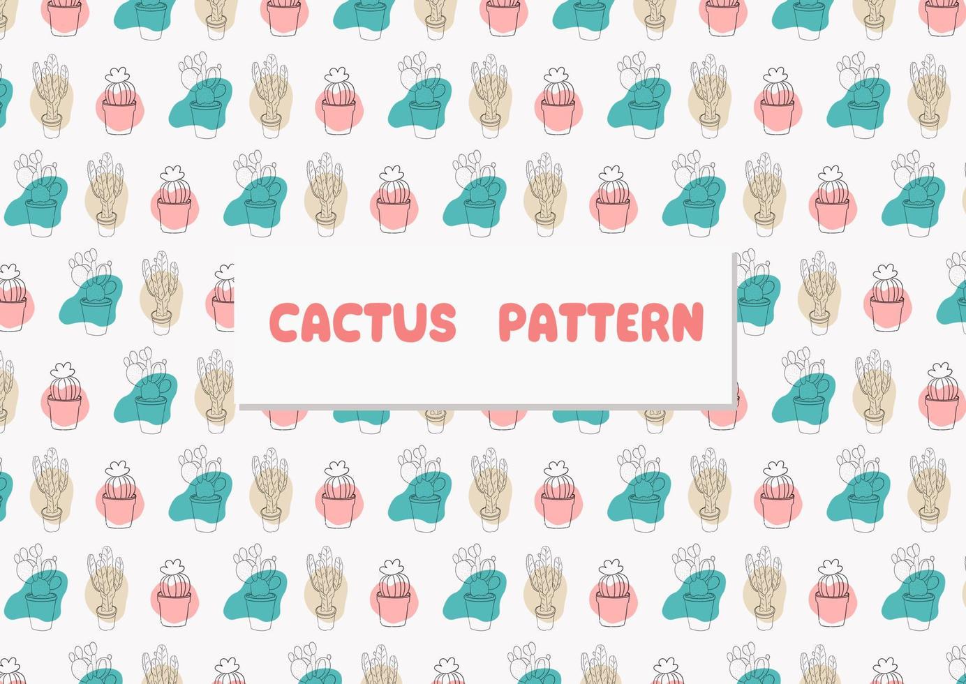 Hand drawn color cactus garden illustration. vector