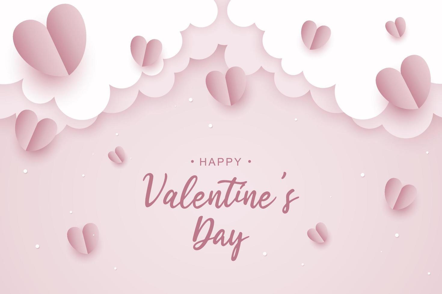 Valentines day background with paper cut hearts. Vector illustration.