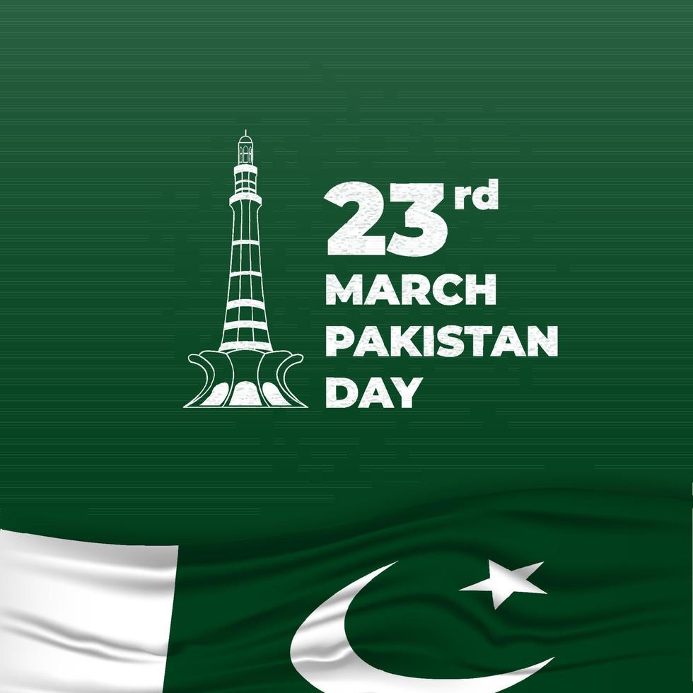 23 de marzo cartel de celebración de saludo del día de pakistán con bandera vector