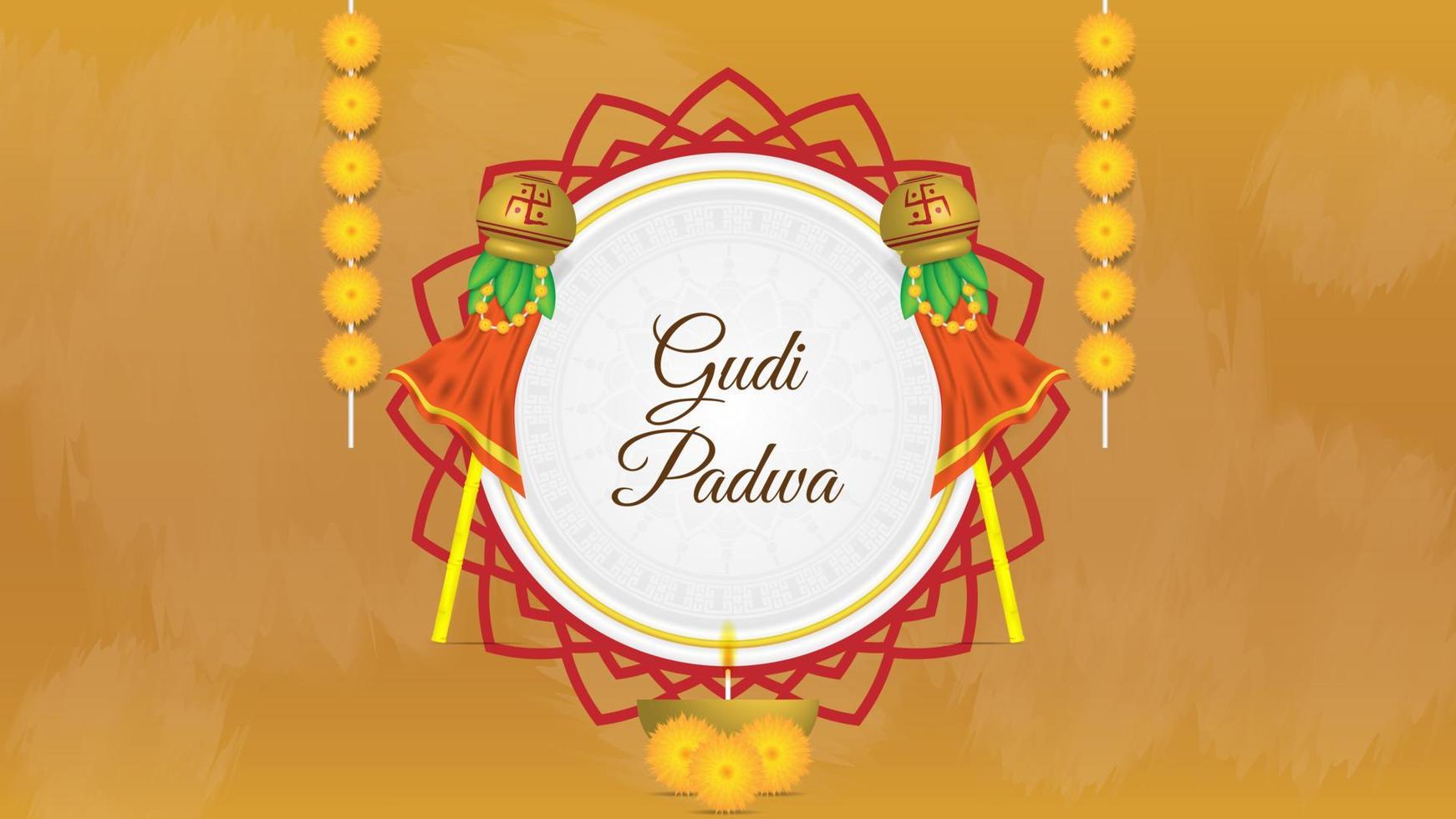 banner de ilustración de saludo de gudi padwa vector
