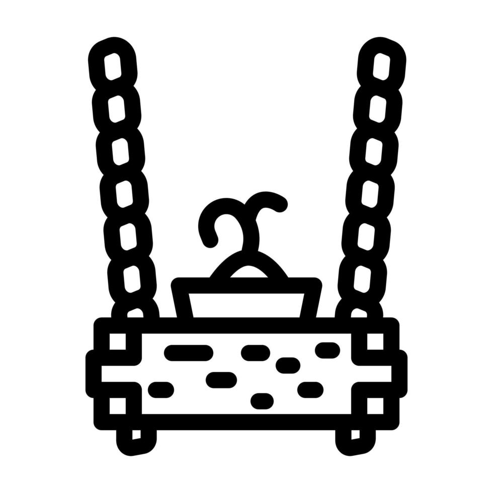 Ilustración de vector de icono de línea de caja de sembradora colgante