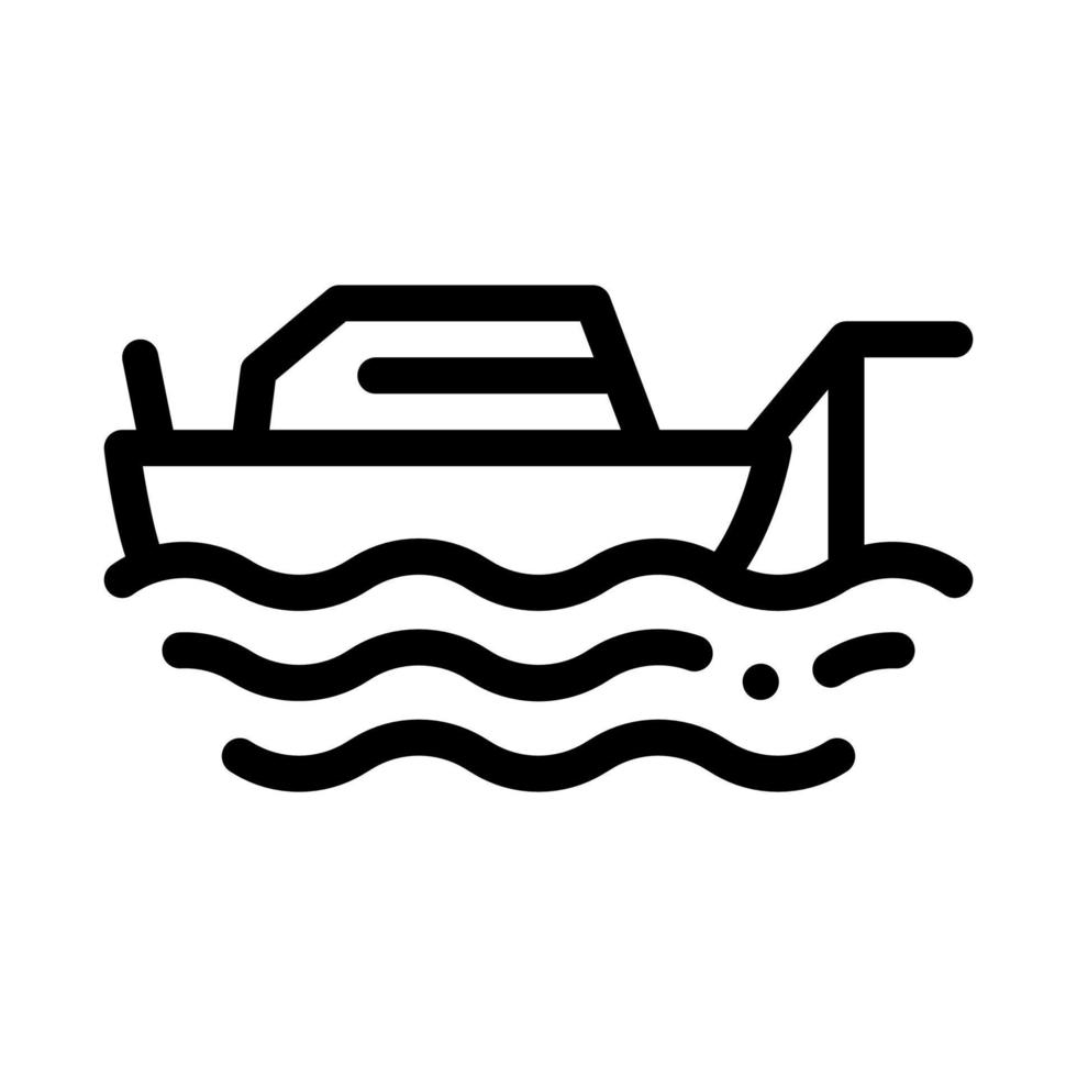 Fishing Ship Icon Vector Outline Illustration